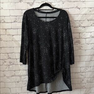 Lane Bryant Black Top with White Dot Print